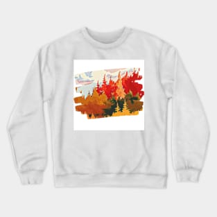 Autumn Forest Trees Painting Brushstroke Crewneck Sweatshirt